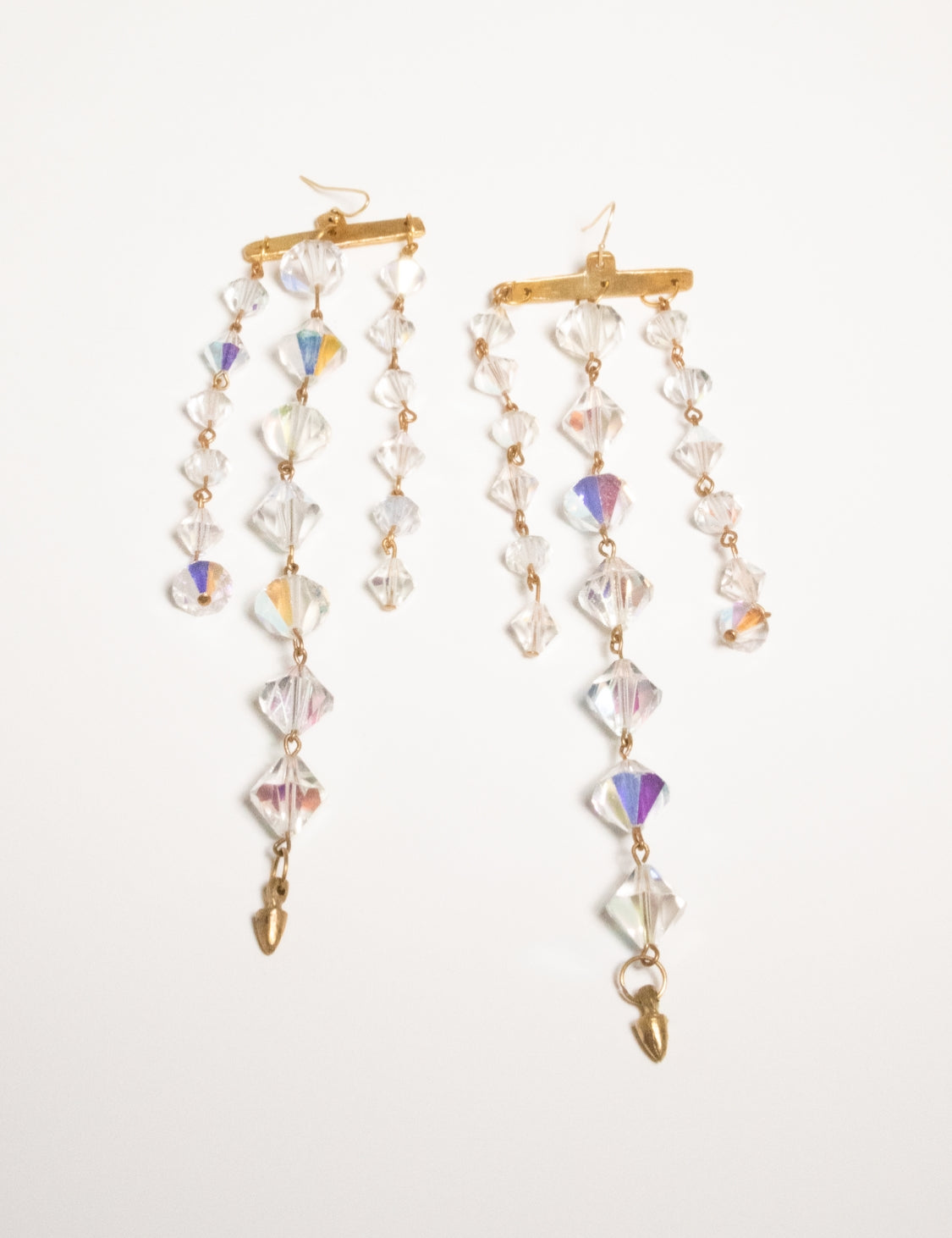 Exotic earrings with upcycled vintage chandelier crystals | The Bow Jewelry