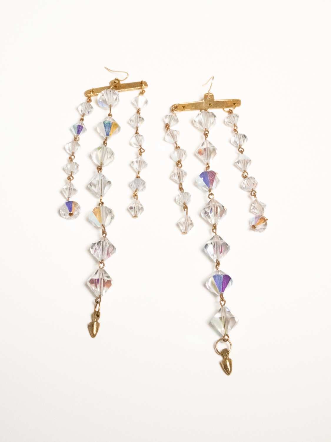 Exotic earrings with upcycled vintage chandelier crystals | The Bow Jewelry