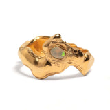 Opulas gold-plated ring with a faceted natural fire opal gemstone set in the center | The Bow Jewelry