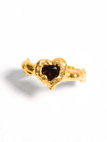 Gold ring with a grey pearl on a white background | The Bow Jewelry