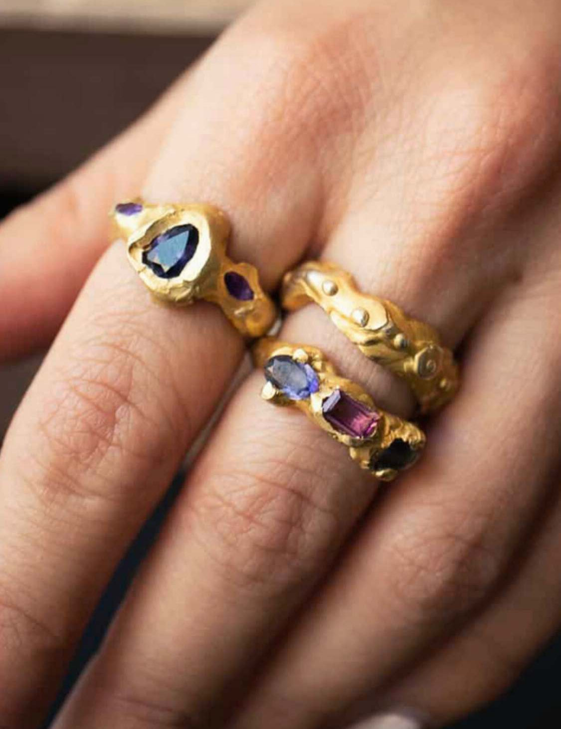 Orion Rubellite Tanzanite Ring sculptural Jewelry | The Bow Jewelry