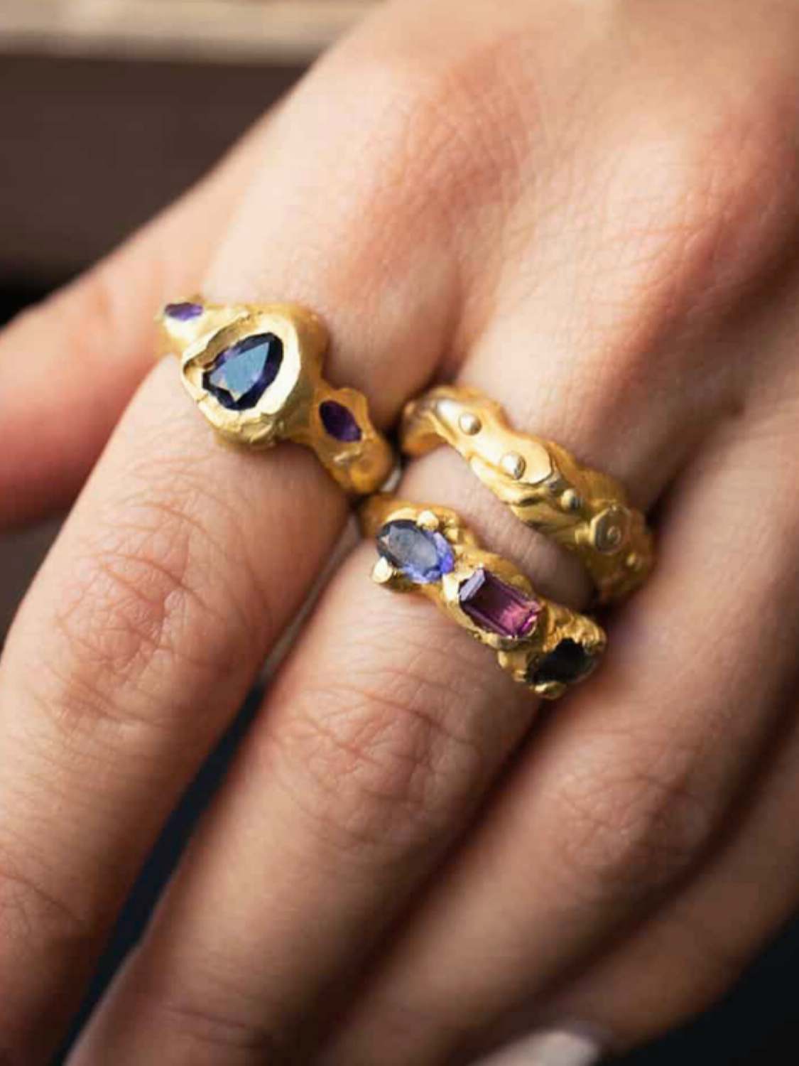 Orion Rubellite Tanzanite Ring sculptural Jewelry | The Bow Jewelry