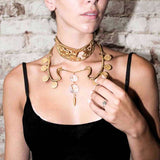 Model wearing Mata Hari necklace | The Bow Jewelry