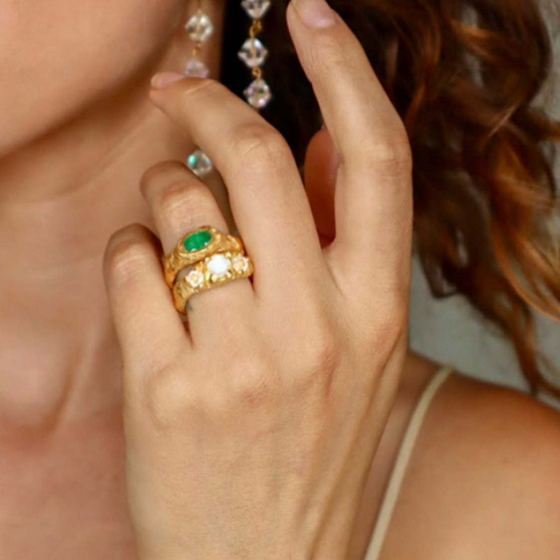 Cleopatra Emerald Ring sculptural Jewelry | The Bow Jewelry