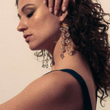 Model wearing Mistress Vintage Crystal earrings | The Bow Jewelry