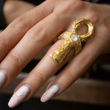 Ankh Moonstone Talisman Ring sculptural Rings | The Bow Jewelry