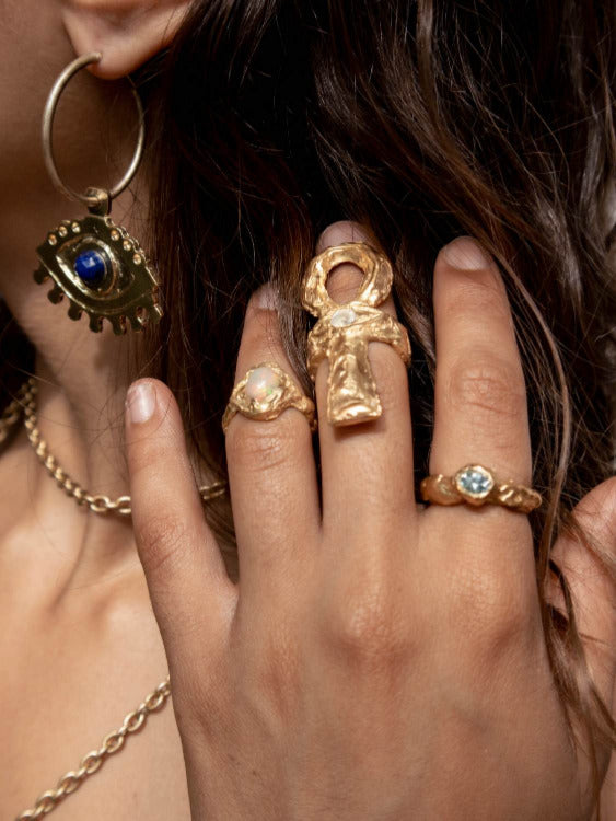 Ankh Moonstone Talisman Ring sculptural Rings | The Bow Jewelry