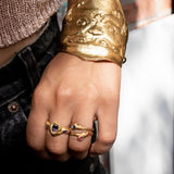 Model wearing Guardian Cuff Bracelet Inspired by the Gorgon Symbolism | The Bow Jewelry