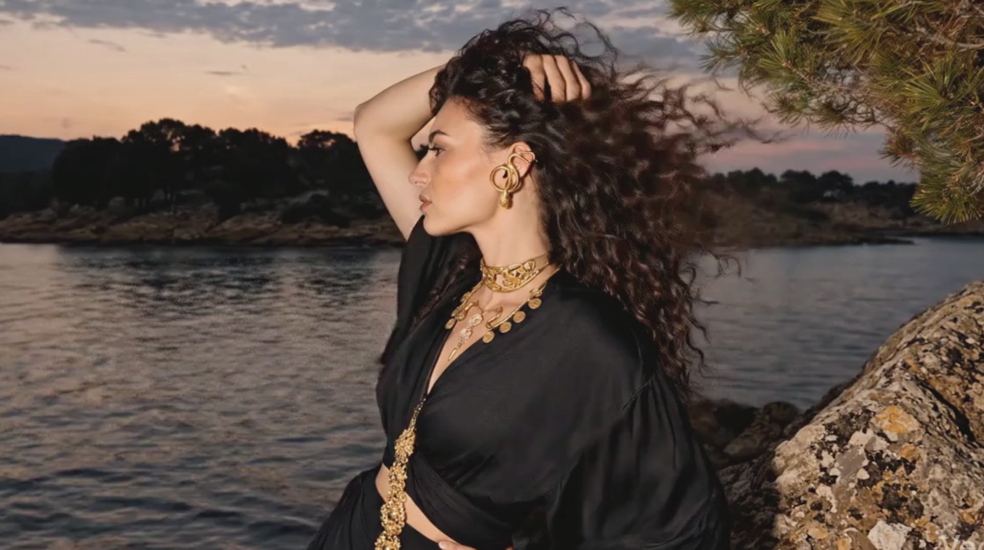 Model wearing serpent jewelry - The Bow Jewelry