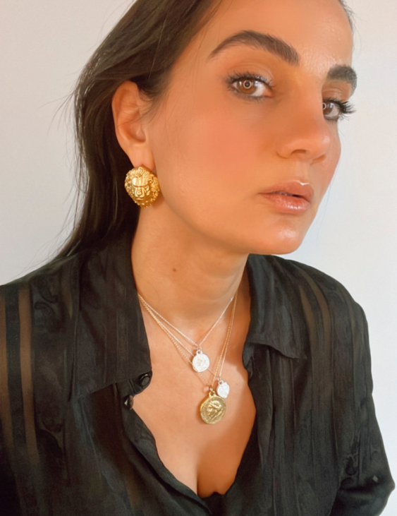 model wearing protector earrings