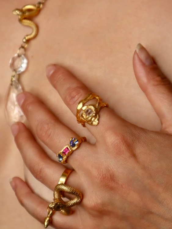 Orion Rubellite Tanzanite Ring sculptural Jewelry | The Bow Jewelry