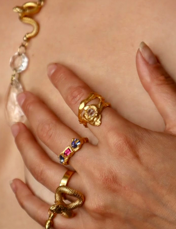 Leo Herkimer Quartz Ring sculptural Rings | The Bow Jewelry