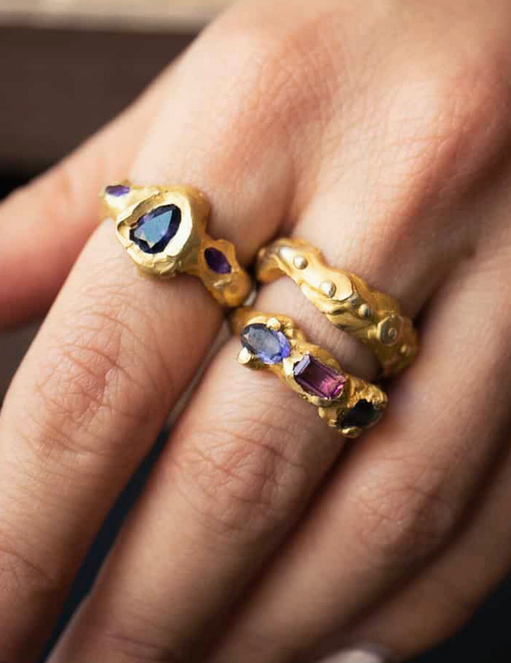 Orion Rubellite Tanzanite Ring sculptural Jewelry | The Bow Jewelry